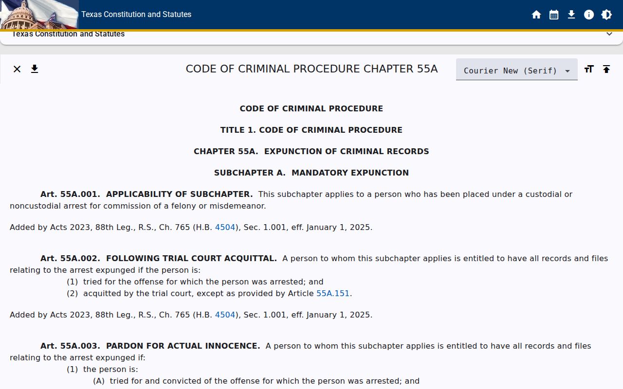 Borden County criminal history Texas expunction law