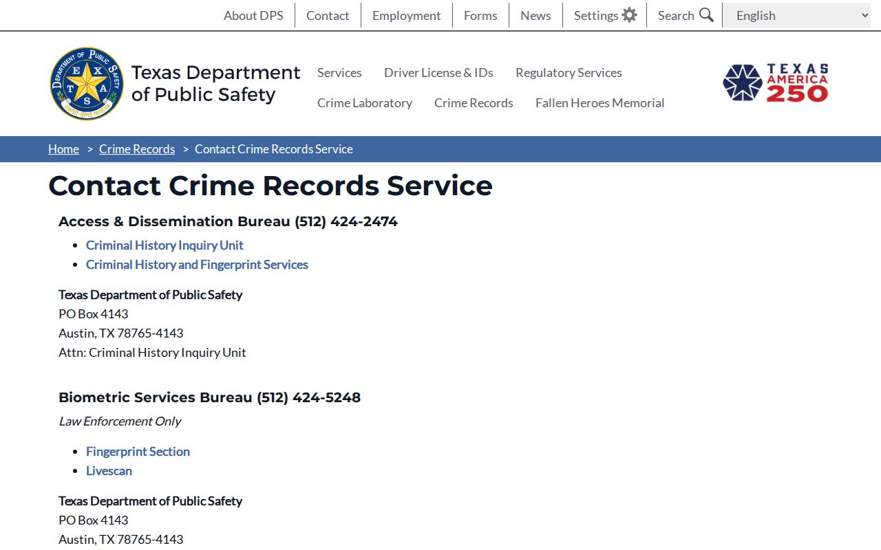 Texas DPS contact channel for Borden County registry record questions