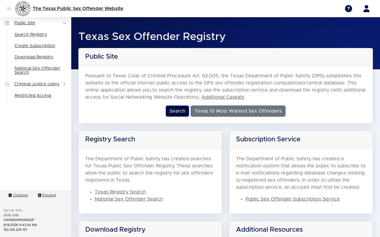 Borden County sex offender registry search on Texas DPS