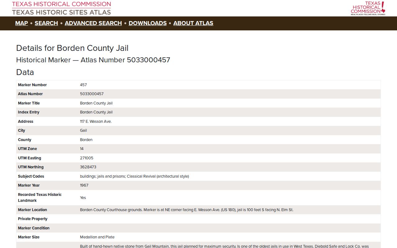 Historic 1896 jail in Gail criminal history