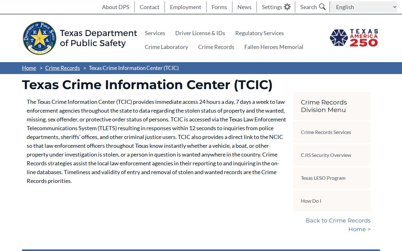 Gail criminal history context from the Texas Crime Information Center